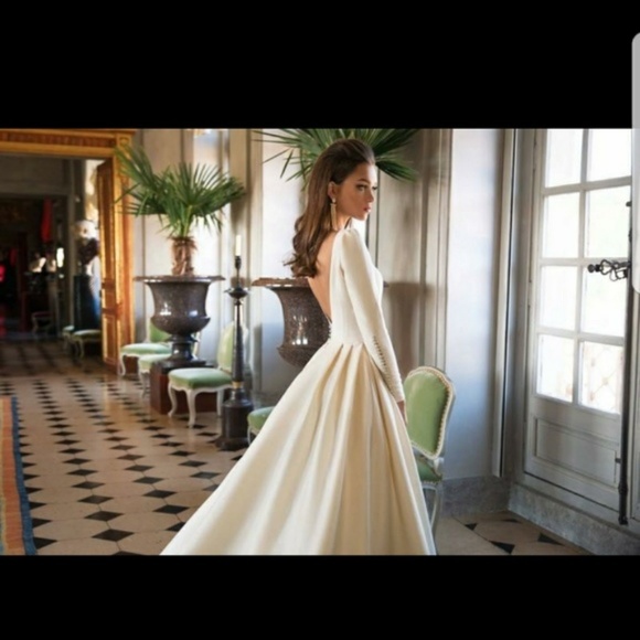 Long Sleeve Megan Markle Inspired Bridal Gown - Picture 3 of 5